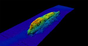 Lusitania 1m multibeam perspective view.