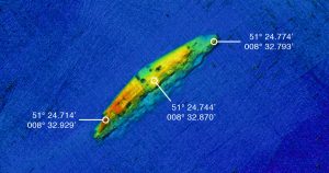 Lusitania overview with coordinates.