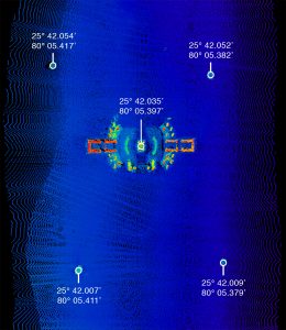 Neptune Memorial Reef overview with coordinates.