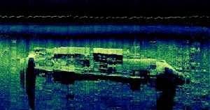 Side scan sonar image of the Olympic II.