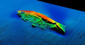 Andrea Doria multibeam soundings. Bow view.