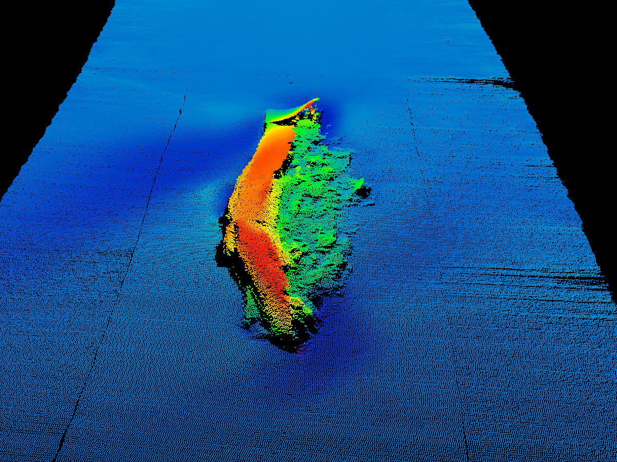 Andrea Doria multibeam soundings. Stern view.